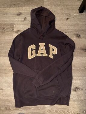 GAP Men's Hoodie in Dark Brown with Tan Logo